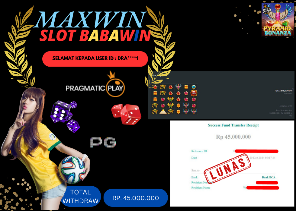 BABAWIN JACKPOT SLOT PYRAMID BONANZA Rp. 45.000.000,- LUNAS