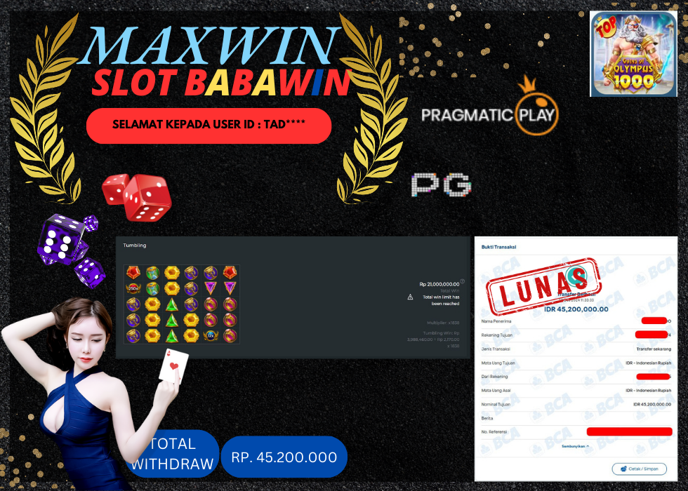 BABAWIN JACKPOT SLOT GATES OF OLYMPUS 1000 Rp. 45.200.000,- LUNAS